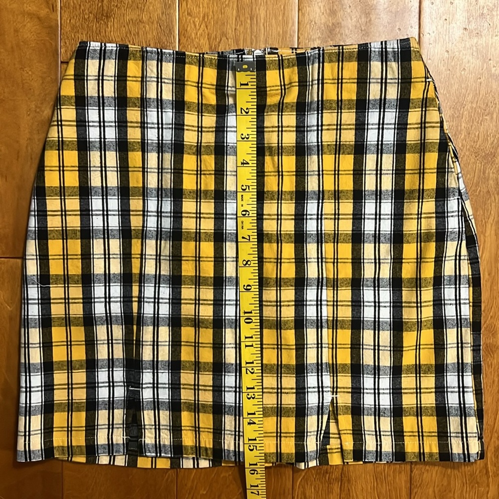 Hollister Yellow Plaid Pencil Mini Skirt Size Small Y2K Clueless Preppy Twee - Picture 10 of 11